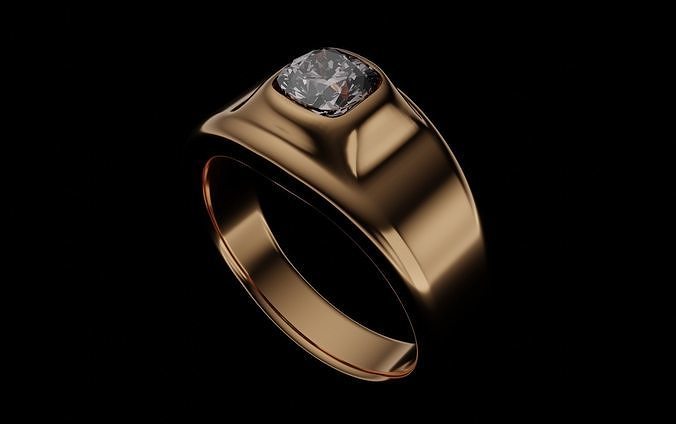 us size 10 gents cushion cut diamond ring pinky 3D print model
