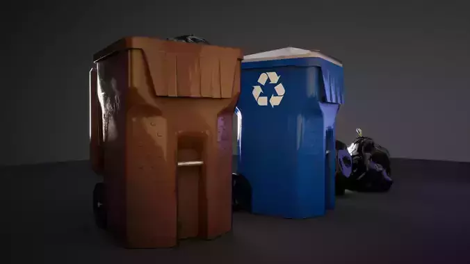 Waste Bins and Trash Bags 3D model