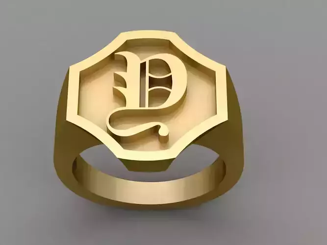Y Letter Solid Gold Signet Ring Monogram Men Ring
