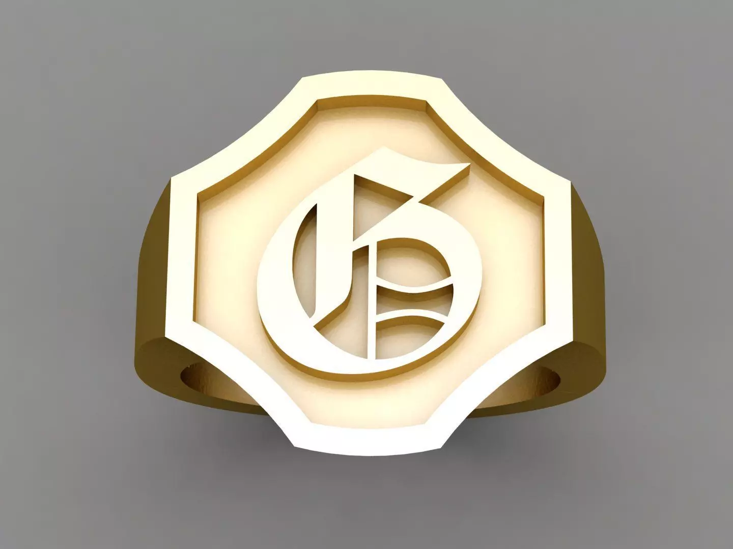 G Letter Solid Gold Signet Ring Monogram Men Ring 3D model 3D printable ...