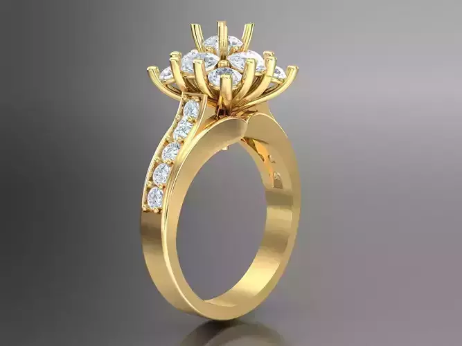 Natural Diamond Milgrain Halo Solitaire Engagement Ring 1WR74