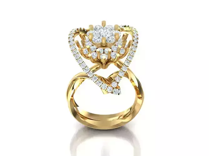 Natural Diamond Milgrain Halo Solitaire Engagement Ring 1WR73