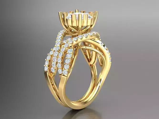 Natural Diamond Milgrain Halo Solitaire Engagement Ring 1WR61