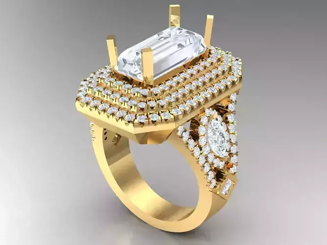 Natural Diamond Milgrain Halo Solitaire Engagement Ring 1WR59