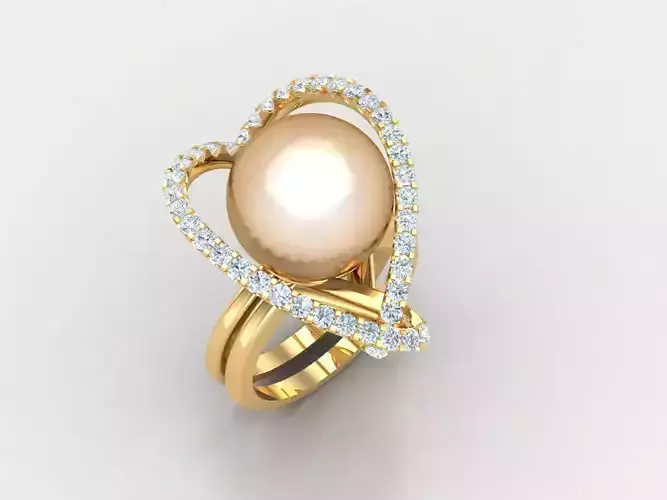 Natural Peal Diamond Milgrain Halo Solitaire  Ring 1WR58