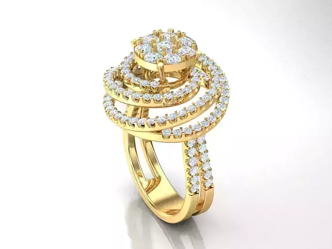 Modern East West Halo Solitaire Diamond Wedding Band 1WR44