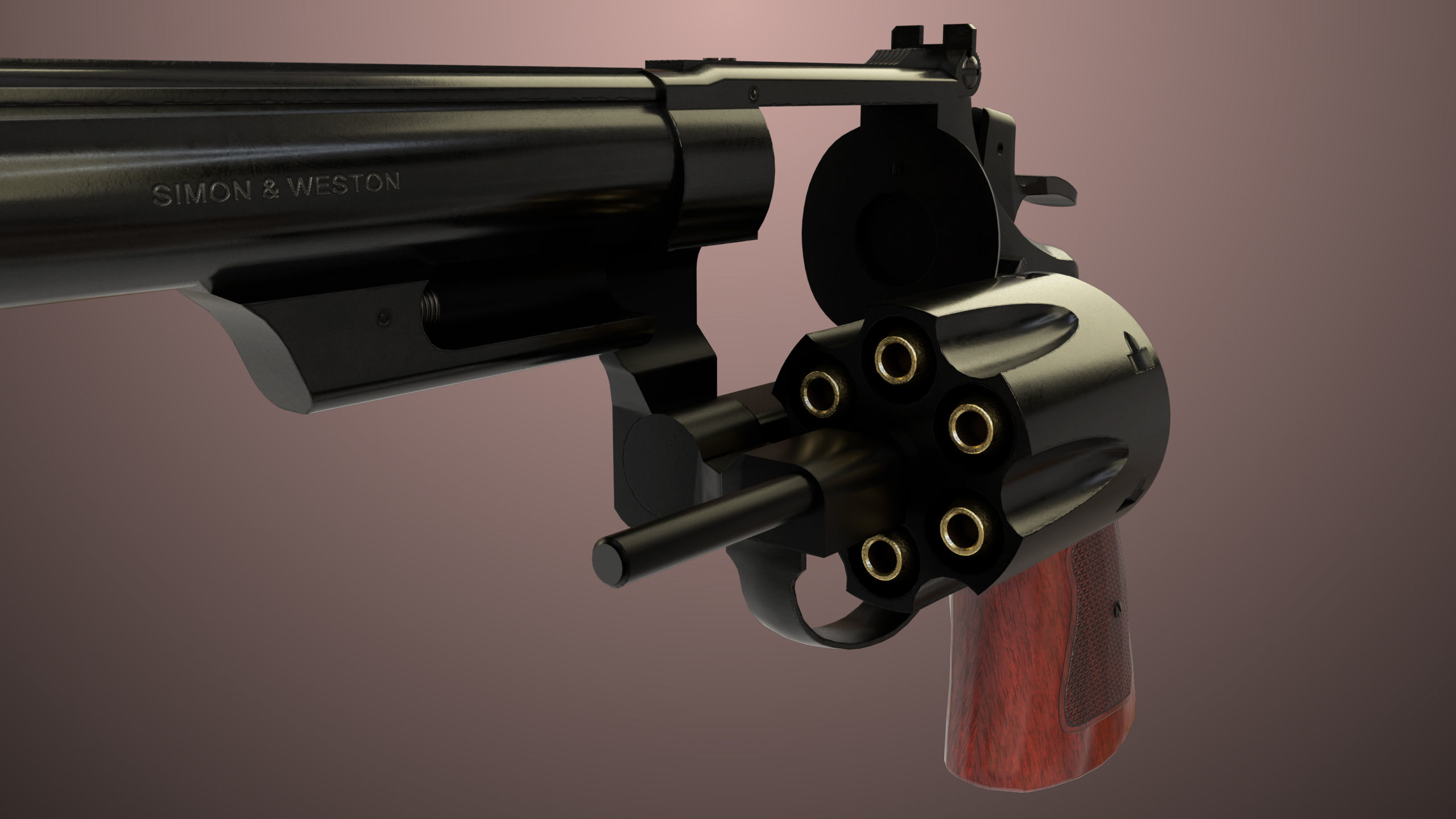Revolver 01 Model M29 All PBR Unity UE Textures Low-poly 3D model_10