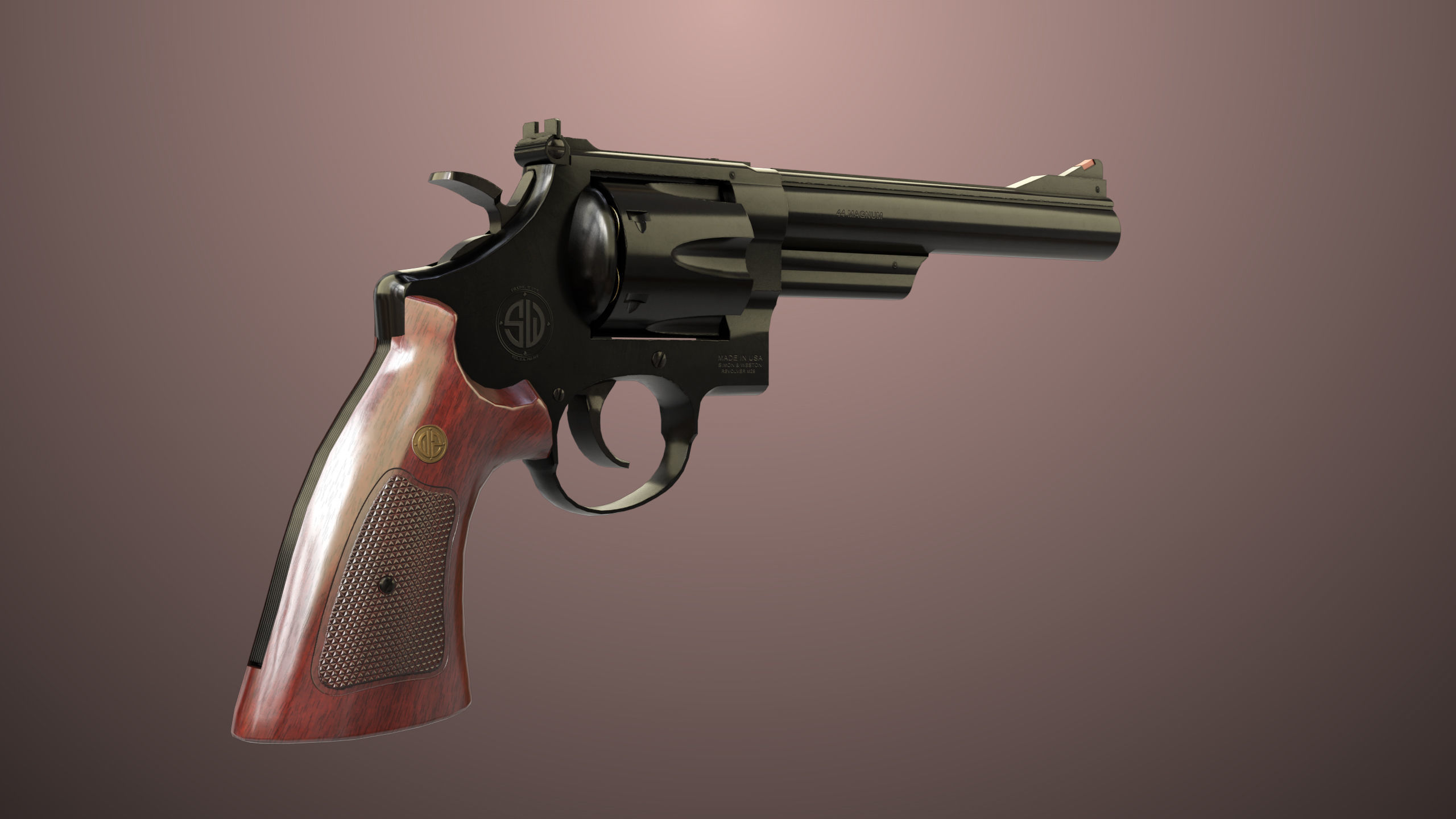 Revolver 01 Model M29 All PBR Unity UE Textures Low-poly 3D model_8