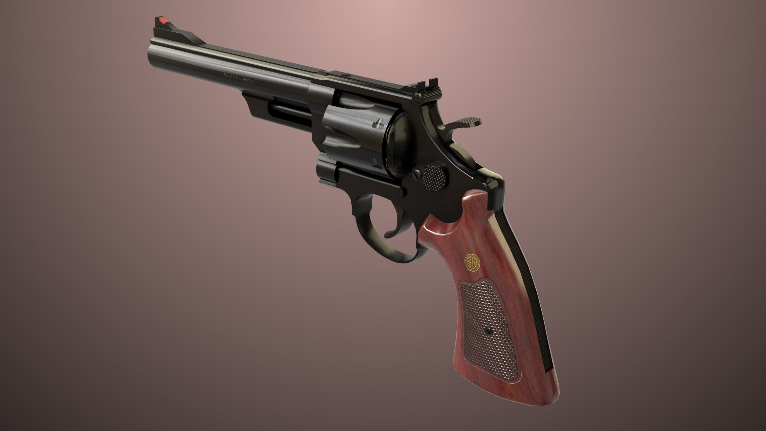 Revolver 01 Model M29 All PBR Unity UE Textures Low-poly 3D model_15