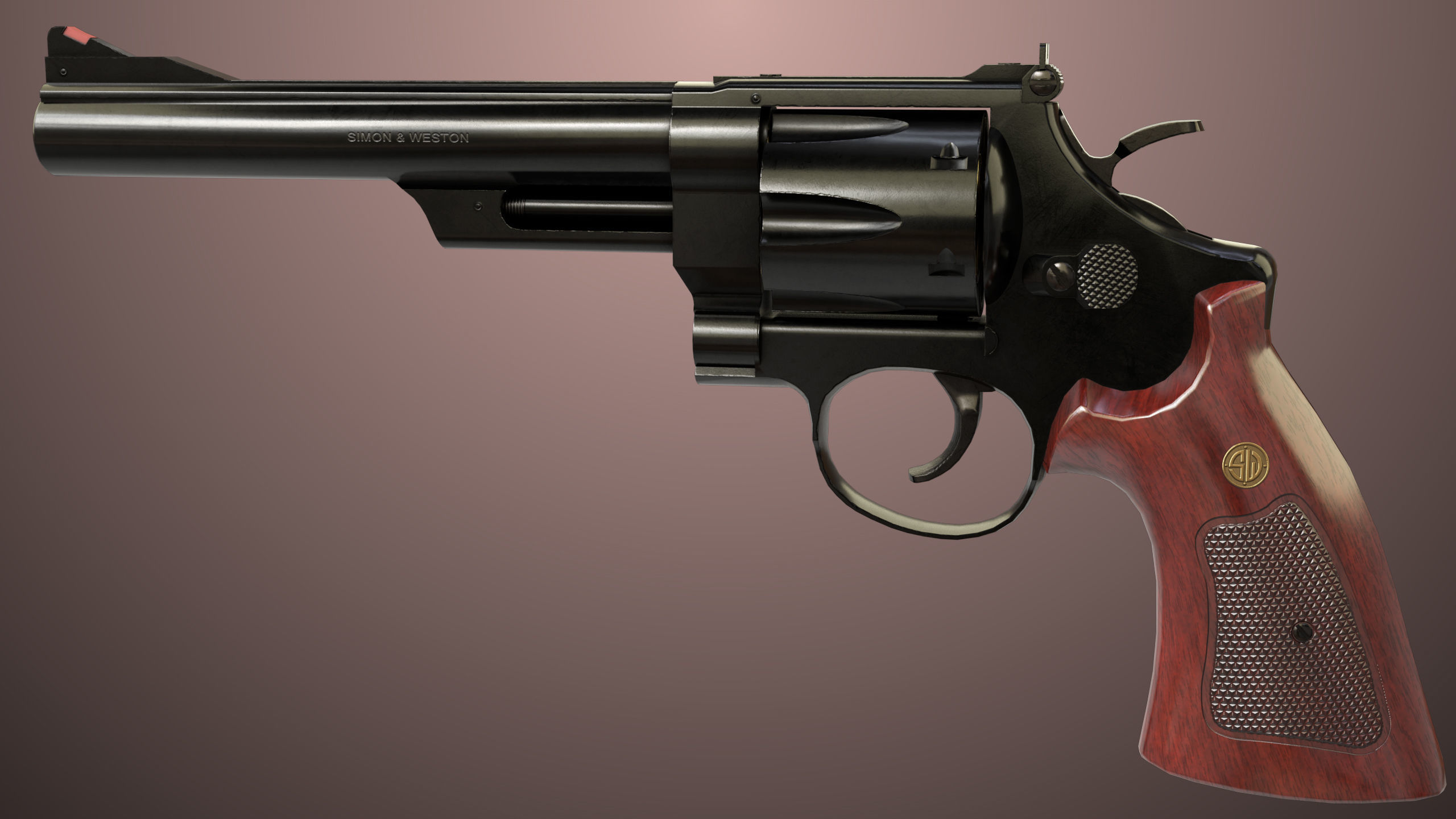 Revolver 01 Model M29 All PBR Unity UE Textures Low-poly 3D model_5