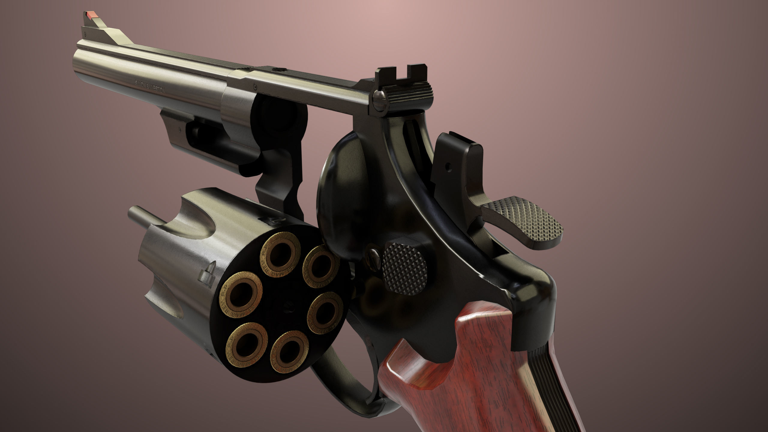 Revolver 01 Model M29 All PBR Unity UE Textures Low-poly 3D model_4
