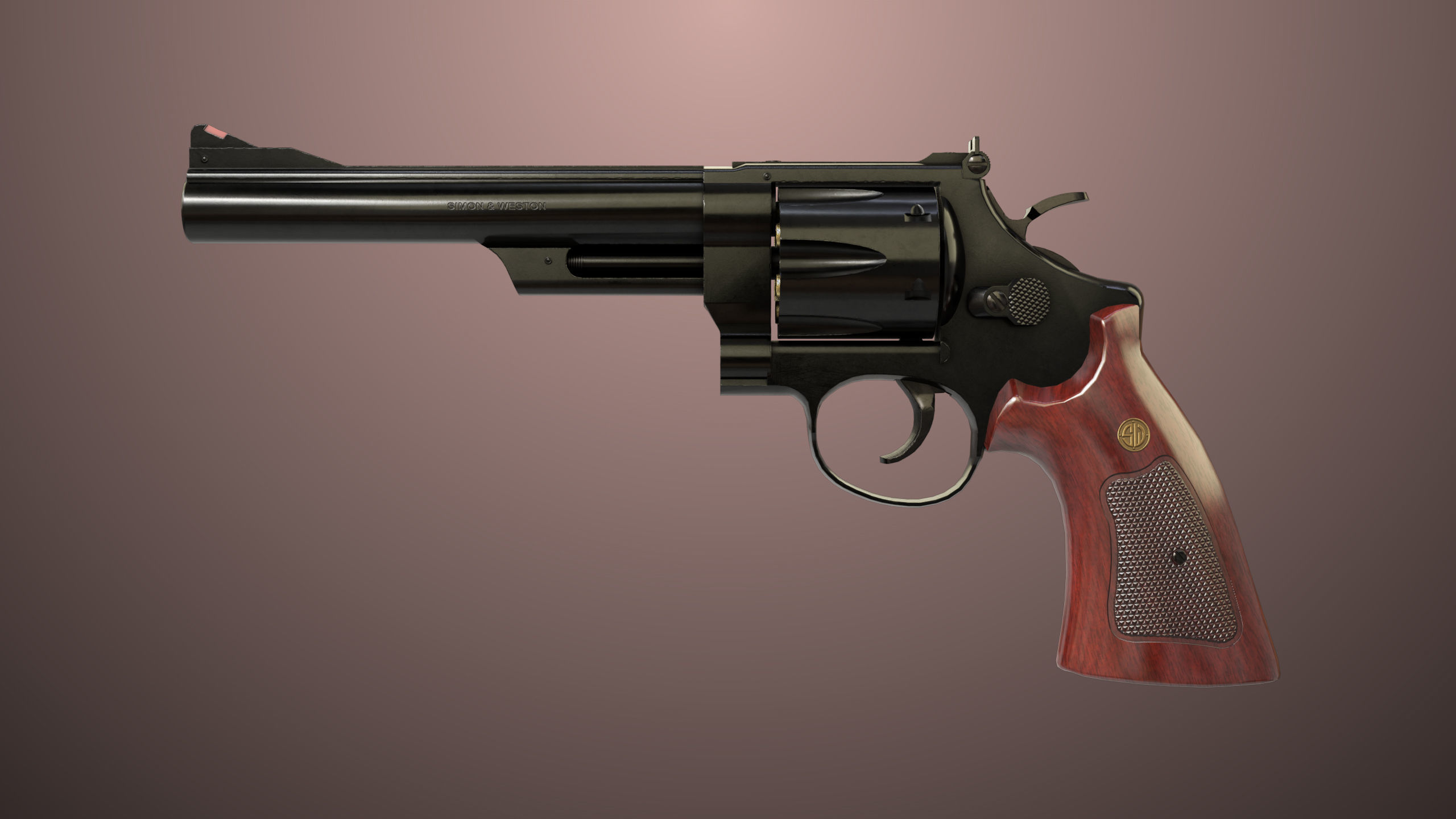 Revolver 01 Model M29 All PBR Unity UE Textures Low-poly 3D model_1