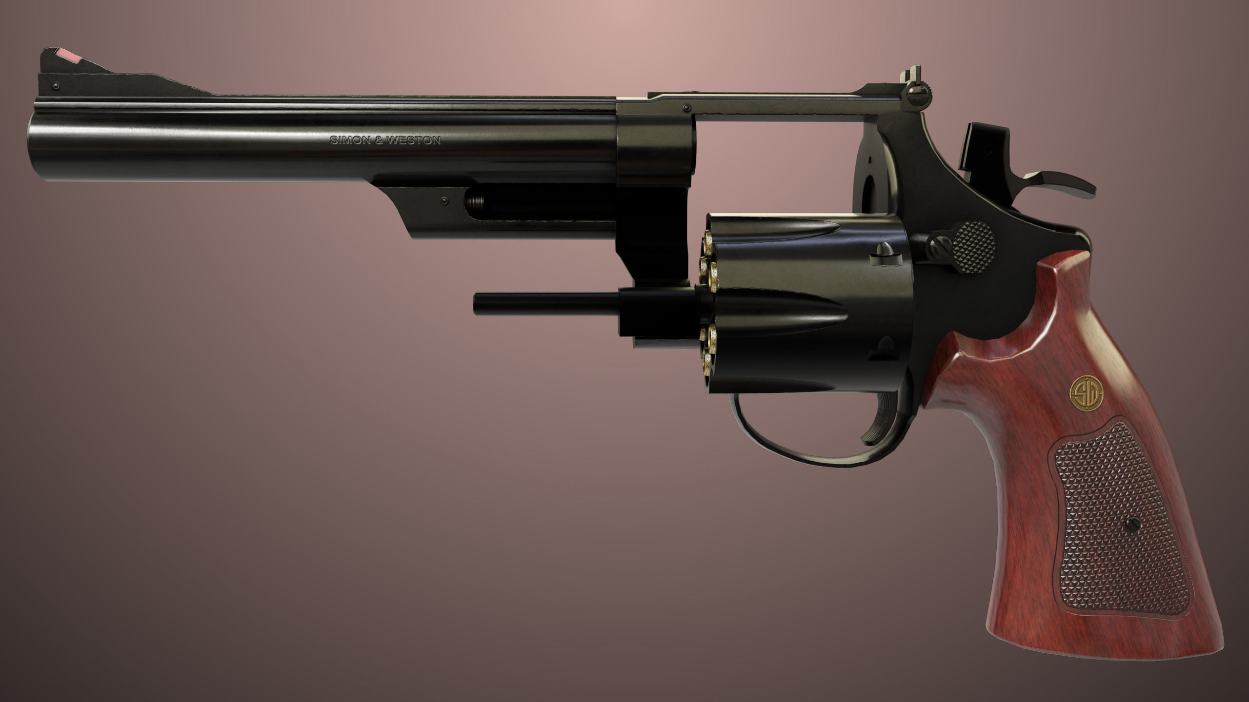 Revolver 01 Model M29 All PBR Unity UE Textures Low-poly 3D model_7