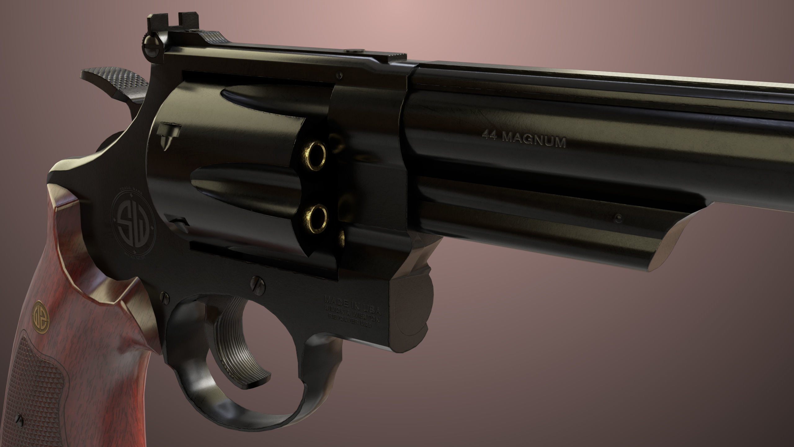 Revolver 01 Model M29 All PBR Unity UE Textures Low-poly 3D model_14
