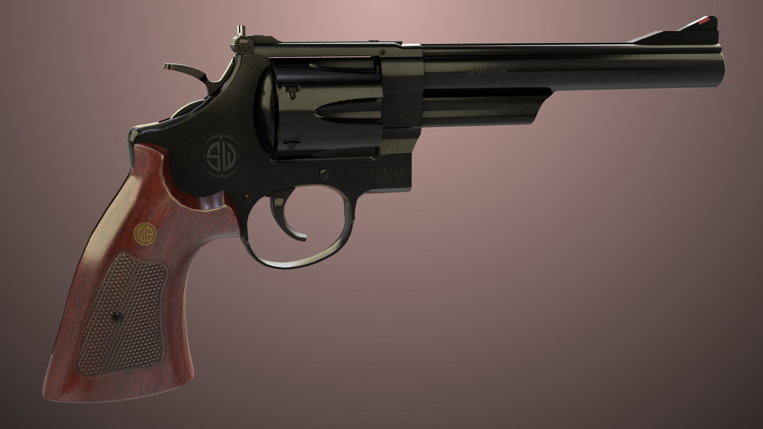 Revolver 01 Model M29 All PBR Unity UE Textures Low-poly 3D model_13