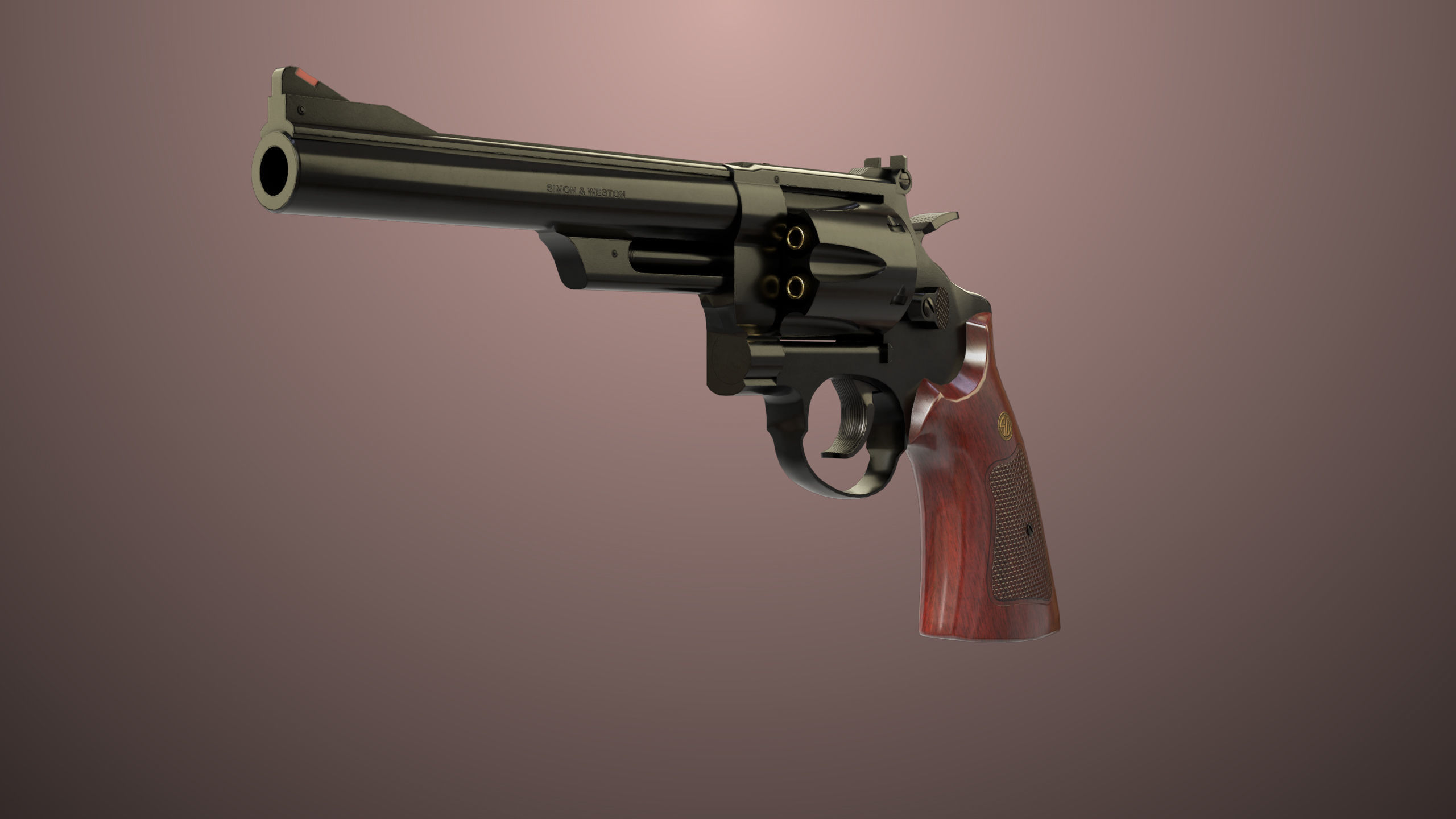 Revolver 01 Model M29 All PBR Unity UE Textures Low-poly 3D model_2