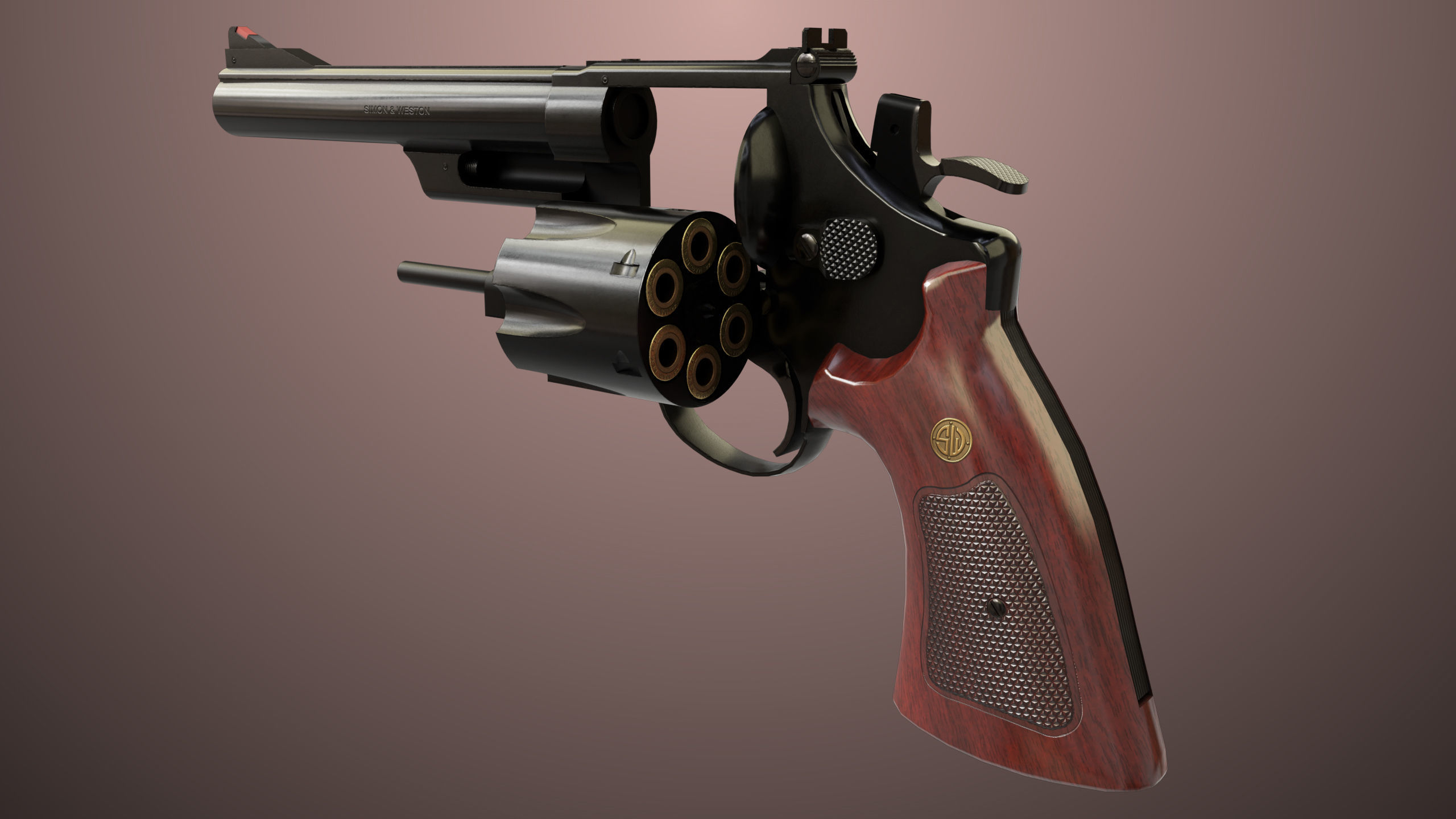 Revolver 01 Model M29 All PBR Unity UE Textures Low-poly 3D model_16