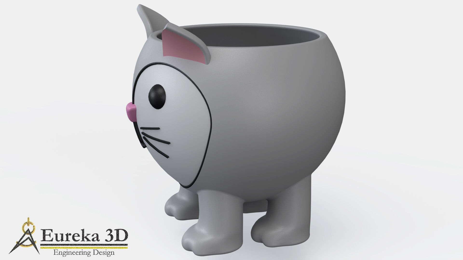 Cat flowerpot 2 3D print model_3