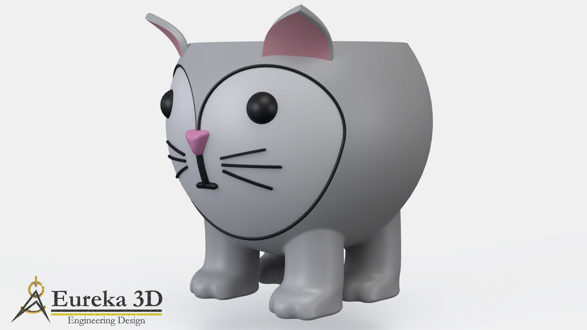 Cat flowerpot 2 3D print model_2