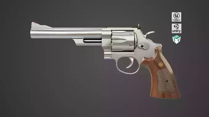 Revolver 01 Model M29 All PBR Unity UE Textures Low-poly 3D model