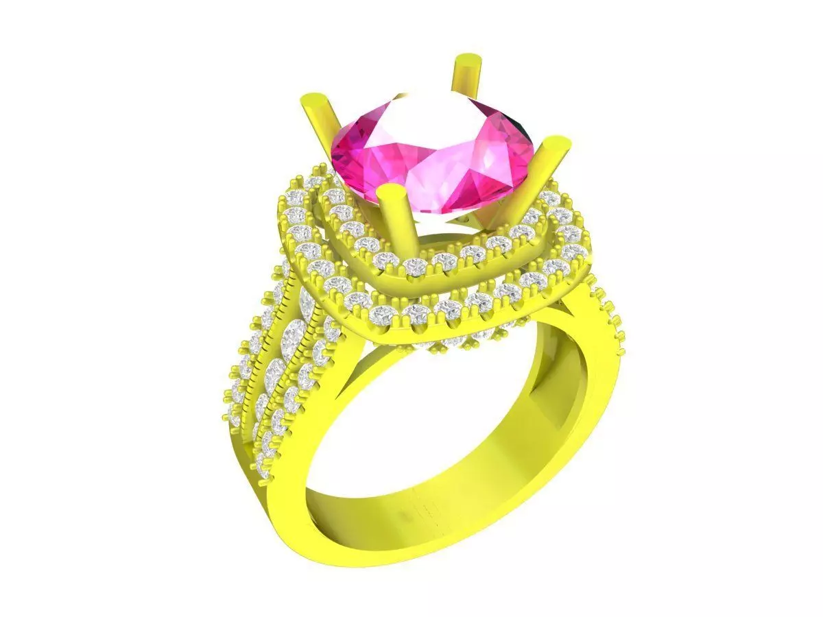 7313 halo diamond engagement ring 3D print model_0