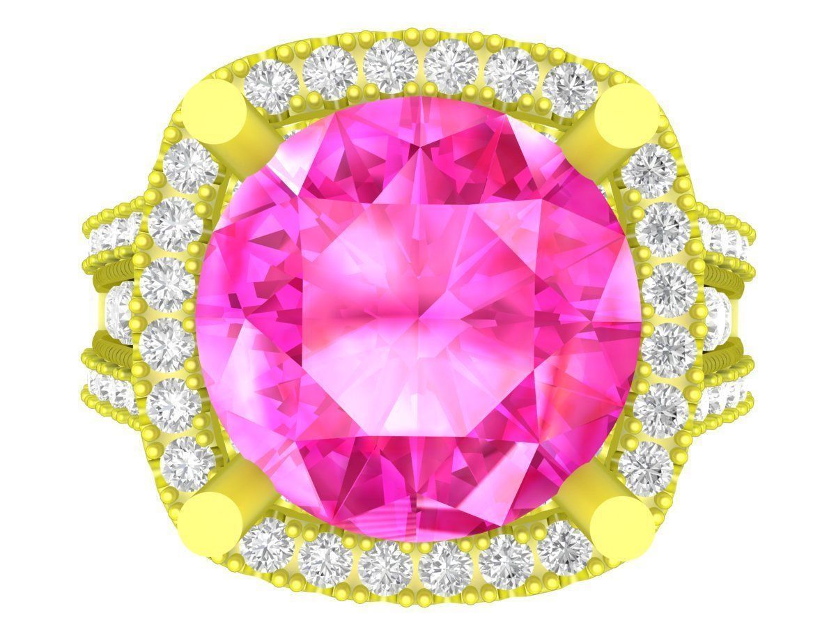 7313 halo diamond engagement ring 3D print model_2