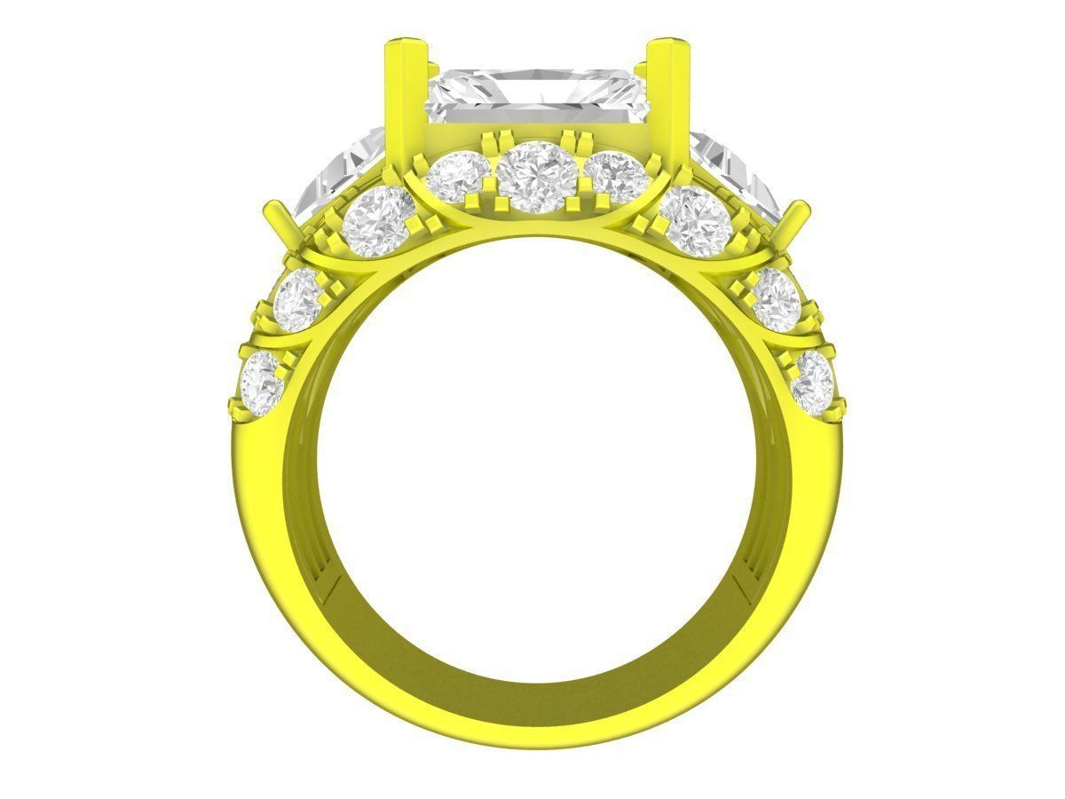 7316 korean style emeral diamond engagement ring 3D print model_3