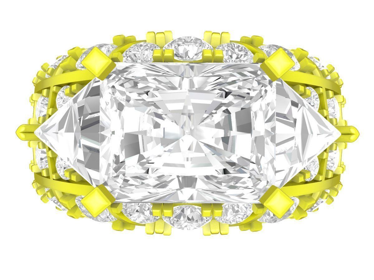 7316 korean style emeral diamond engagement ring 3D print model_2