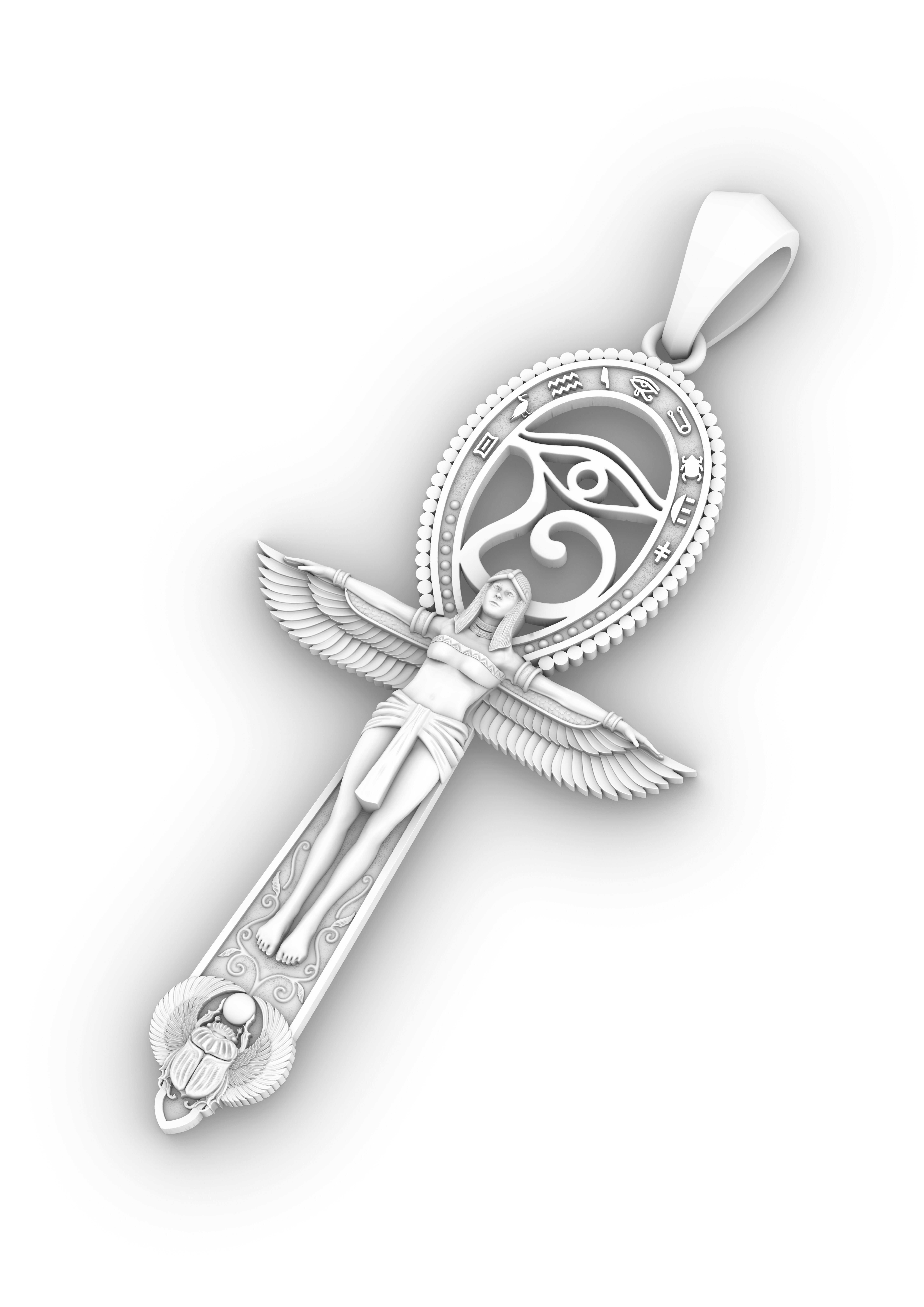 ANKH ISIS WITH HORUS EYE PENDANT 3D print model_3