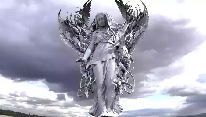 Advent angel statue Winged 3D model