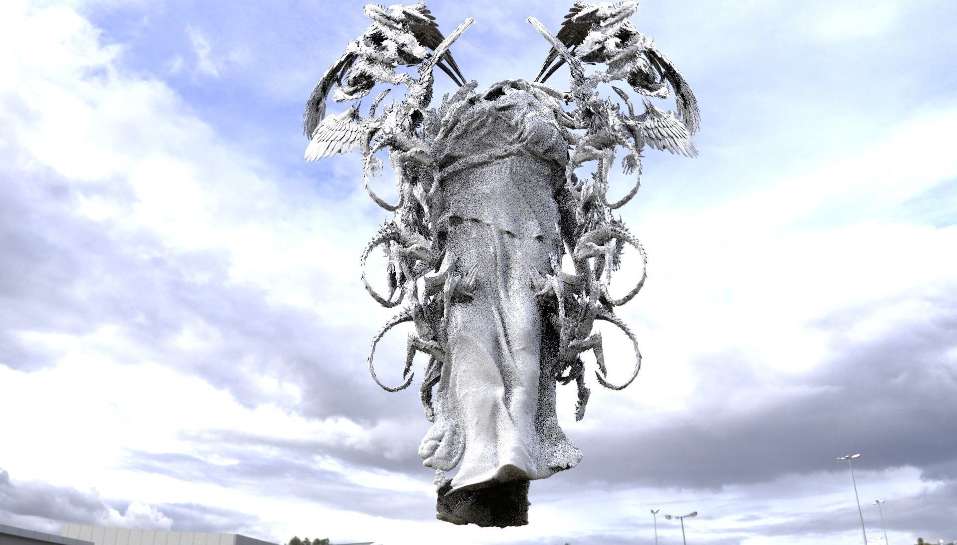 Advent angel statue Winged 3D model_1