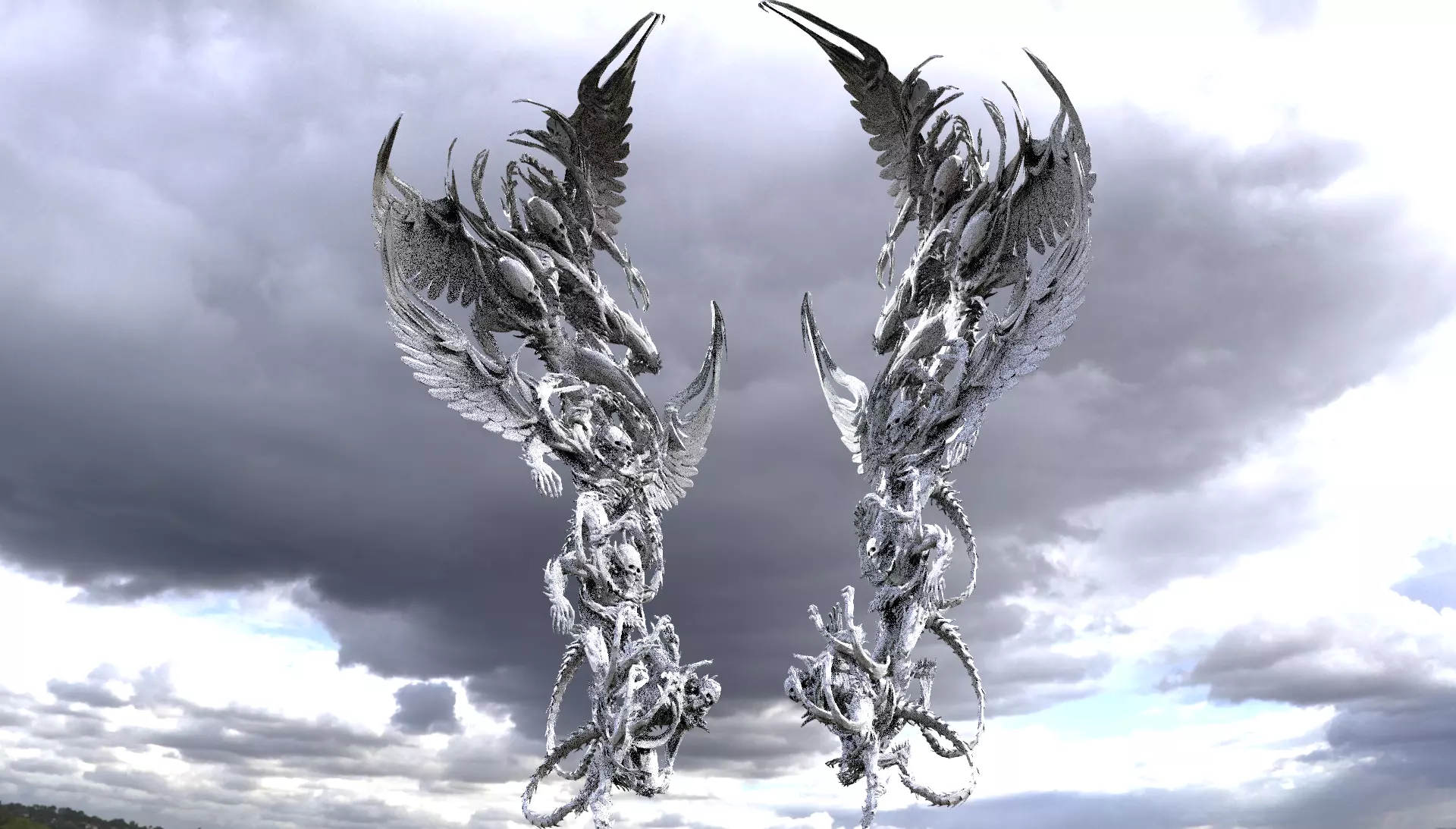Advent angel statue wings 3D model_0