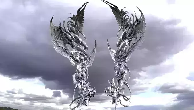 Advent angel statue wings 3D model