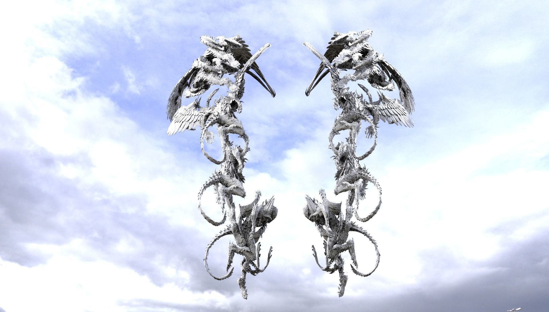 Advent angel statue wings 3D model_1