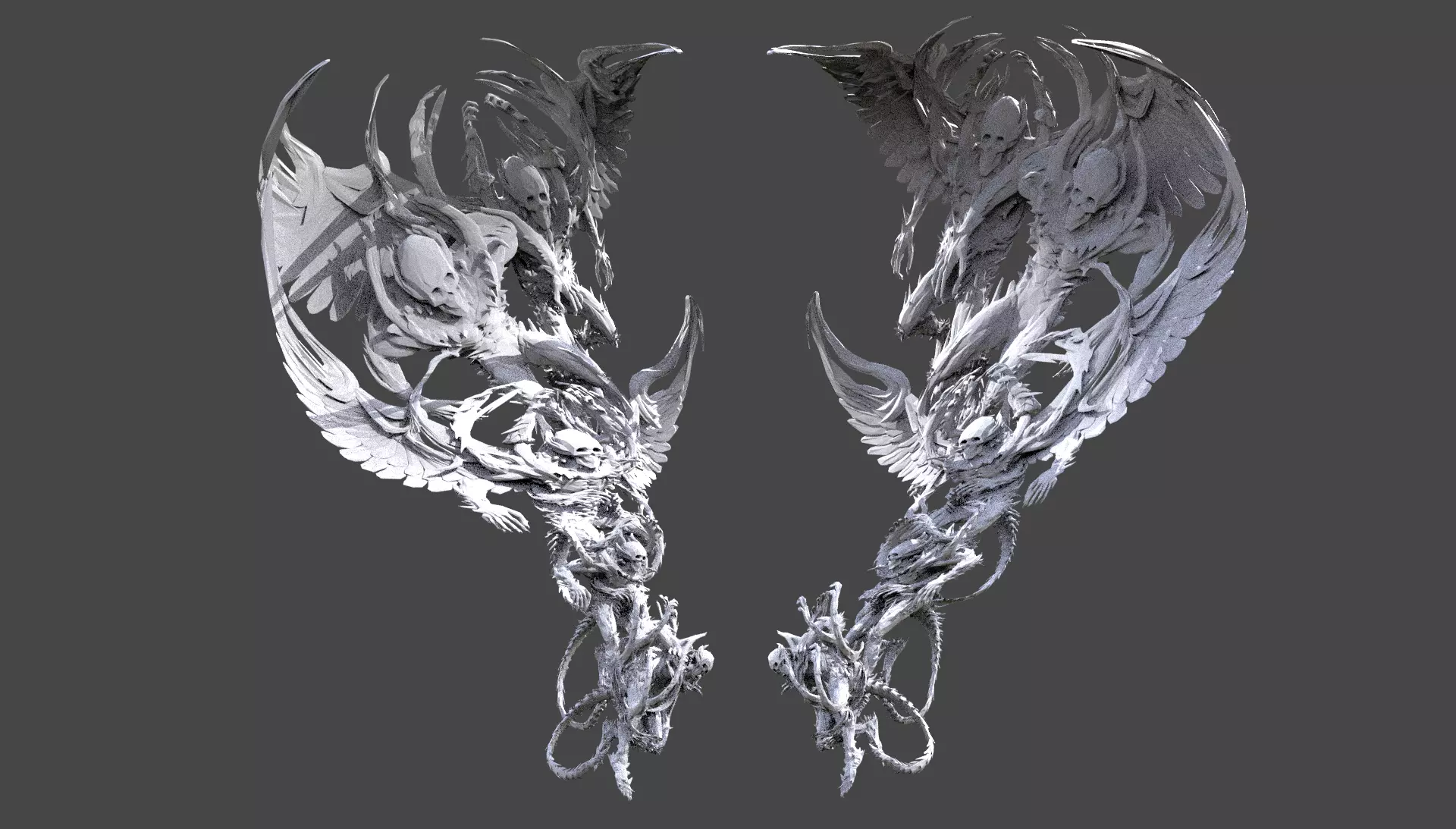 Silent Night Dark Angel statue wings 3D model_0