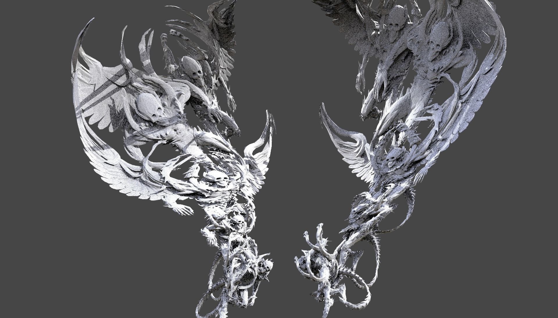 Silent Night Dark Angel statue wings 3D model_1