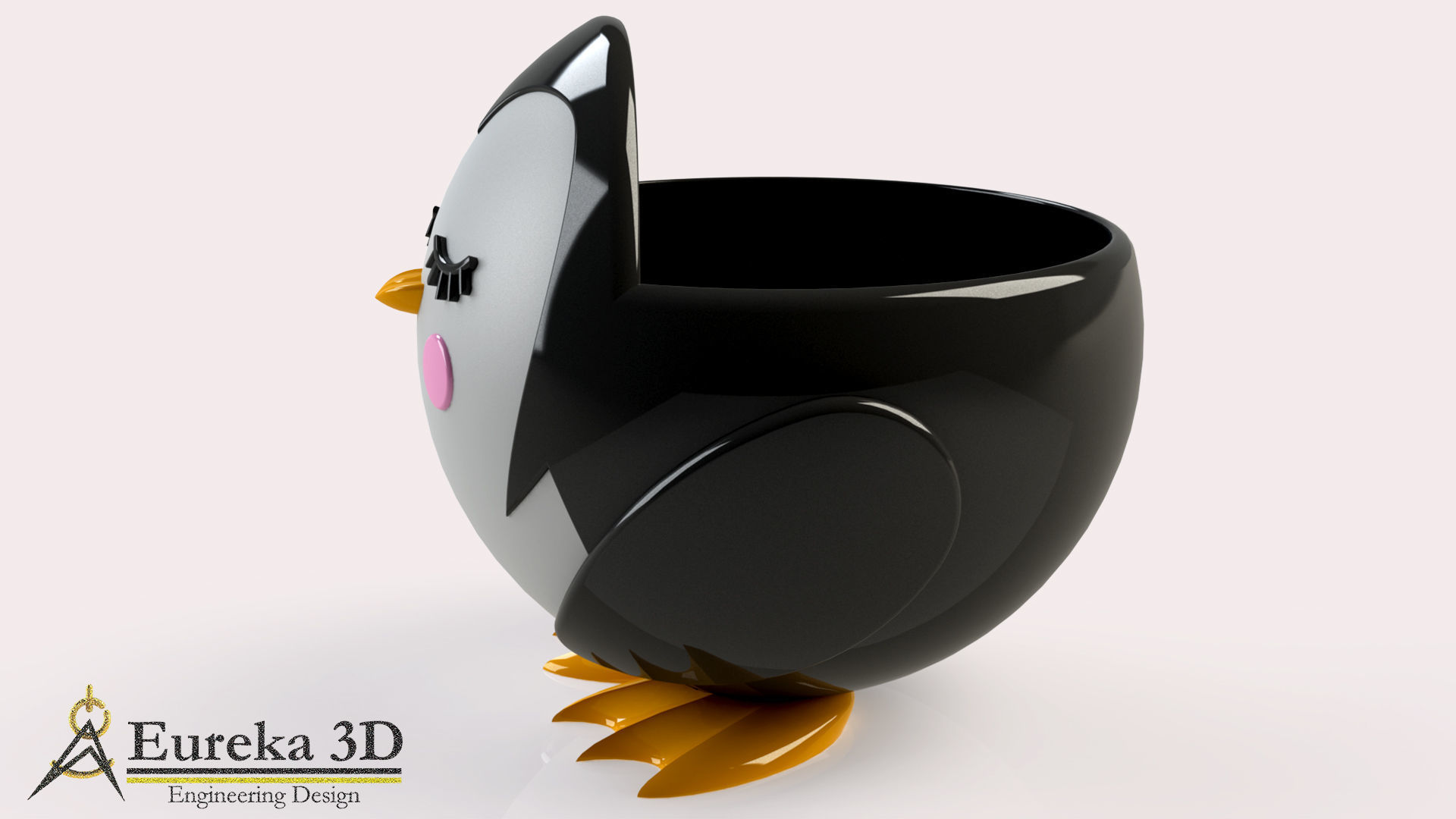 Puffin flowerpot  3D print model_3