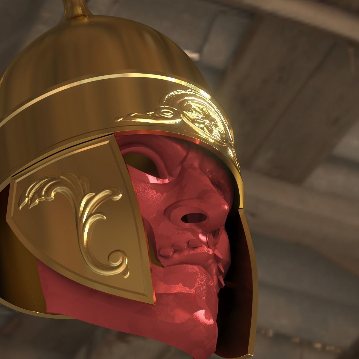 Persian Immortals - Mesopotamia style War Helmet with Face Mask 3D print model_2