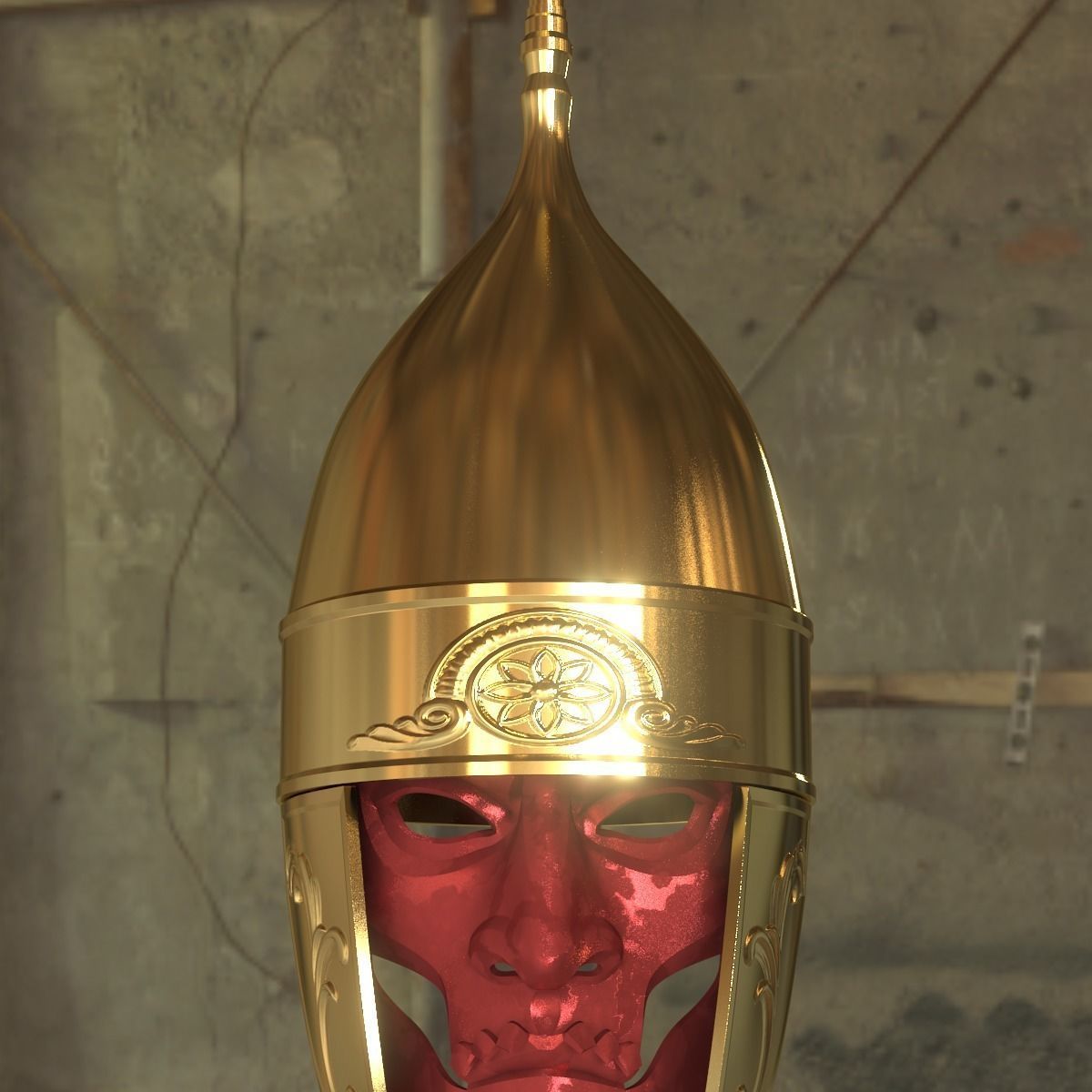 Persian Immortals - Mesopotamia style War Helmet with Face Mask 3D print model_9
