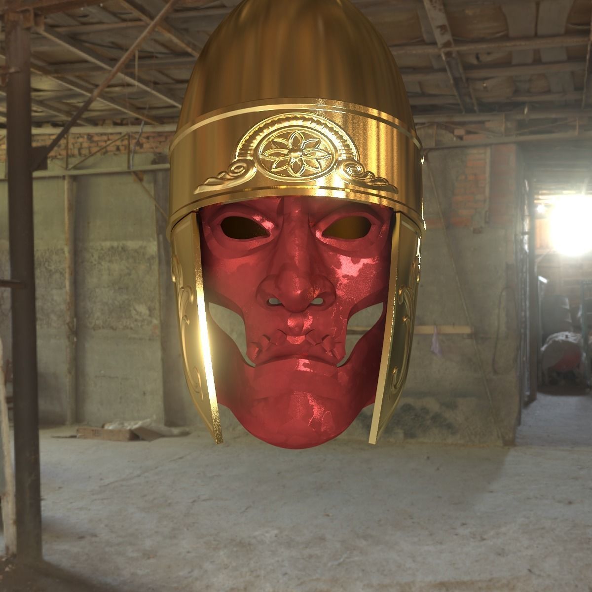 Persian Immortals - Mesopotamia style War Helmet with Face Mask 3D print model_8