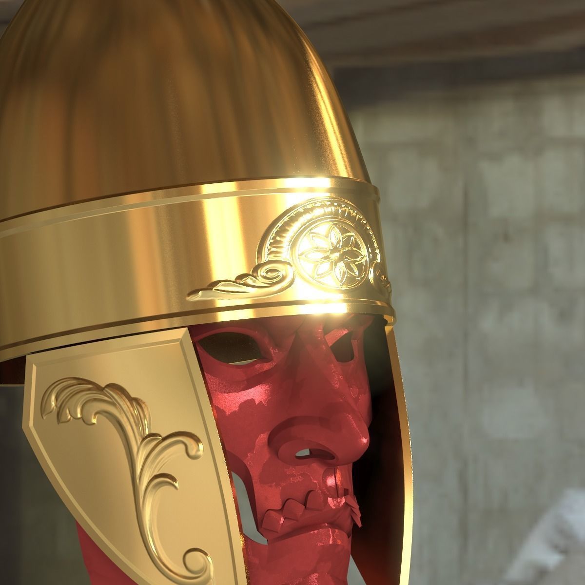 Persian Immortals - Mesopotamia style War Helmet with Face Mask 3D print model_4