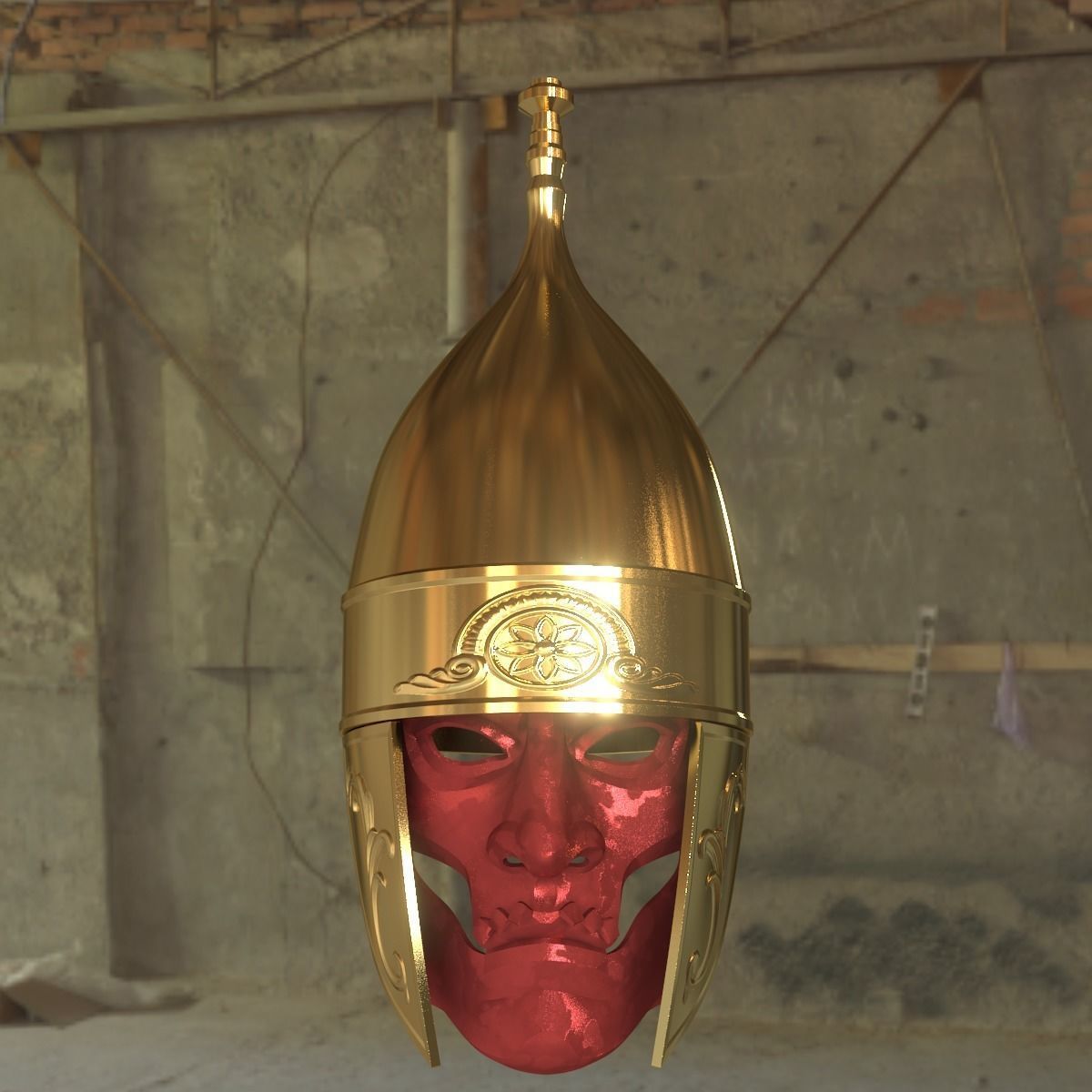 Persian Immortals - Mesopotamia style War Helmet with Face Mask 3D print model_3