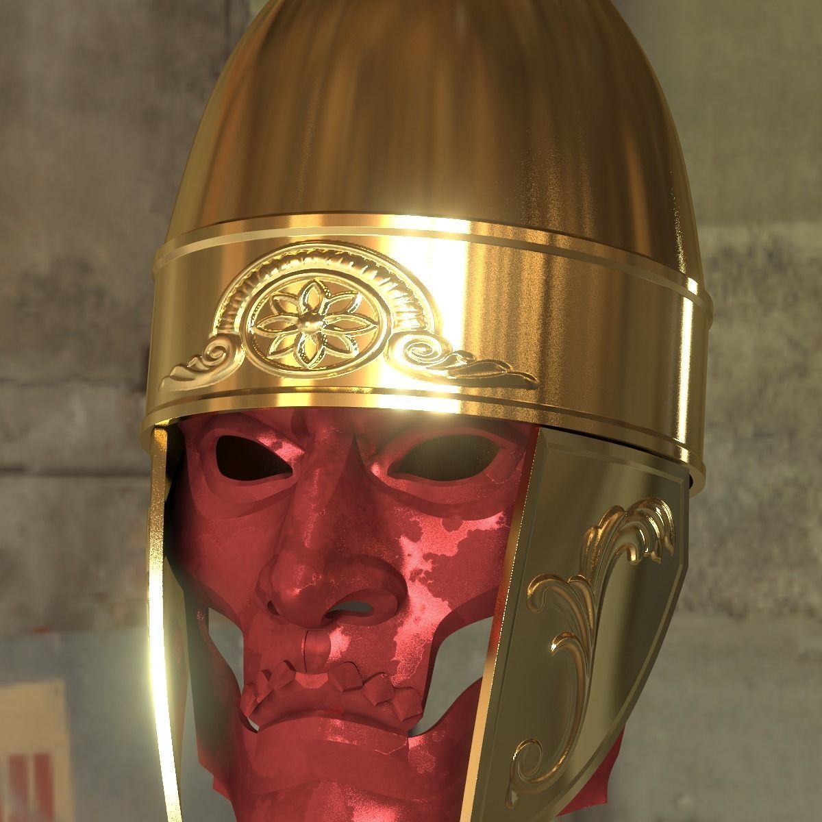 Persian Immortals - Mesopotamia style War Helmet with Face Mask 3D print model_7