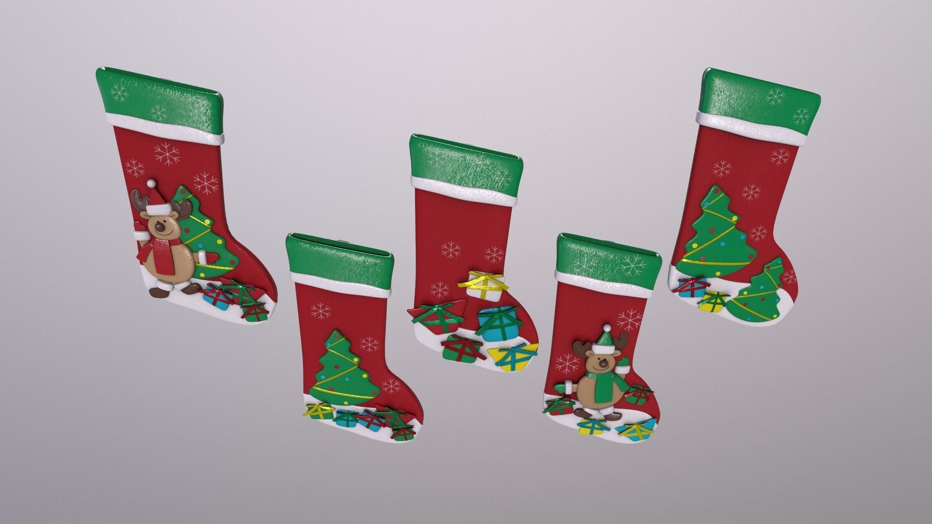 Christmas Decor Hanging Socks 3D model_3