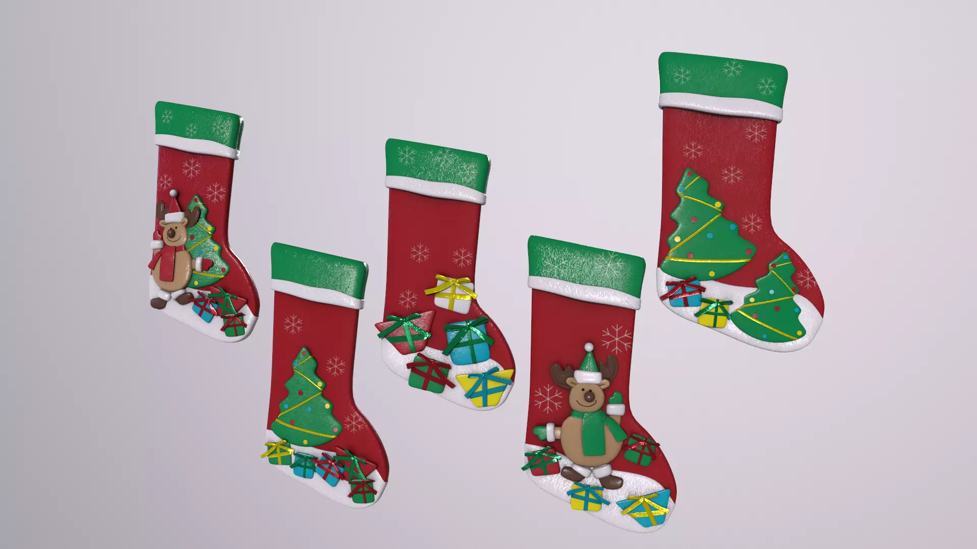 Christmas Decor Hanging Socks 3D model_0
