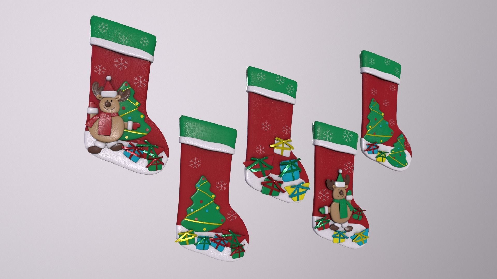 Christmas Decor Hanging Socks 3D model_1