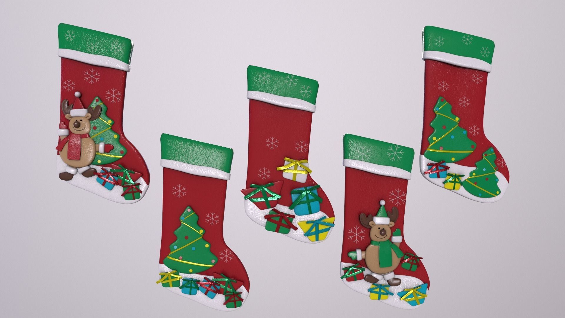 Christmas Decor Hanging Socks 3D model_5