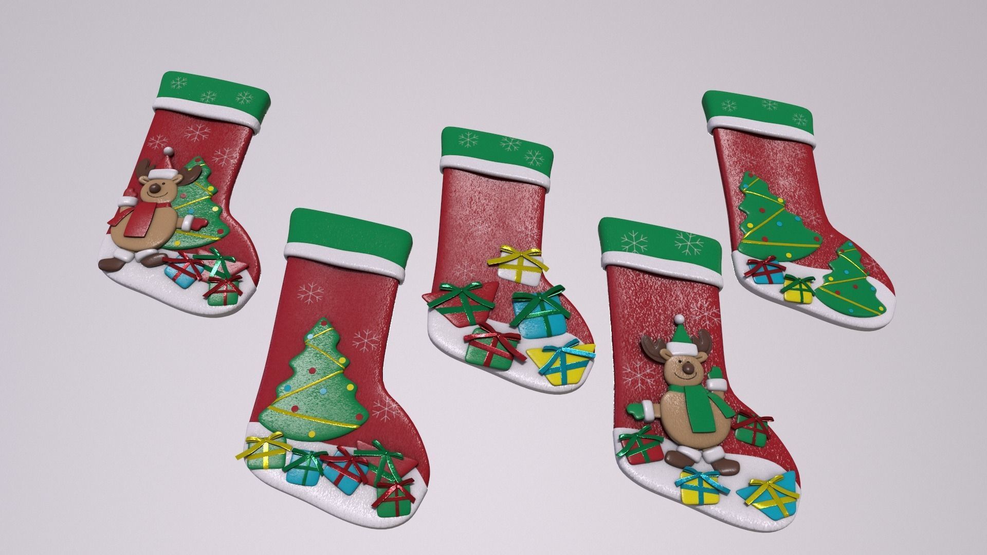Christmas Decor Hanging Socks 3D model_4