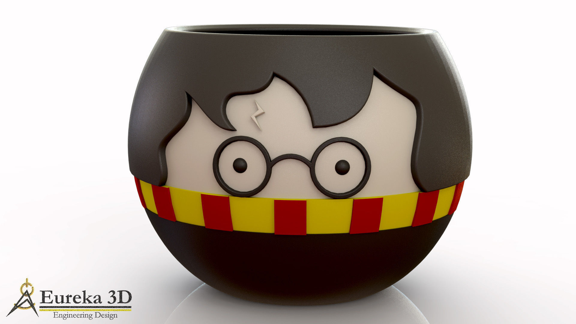 FLOWERPOT OF HARRY POTTER HERMIONE GRANGER AND RON WEASLEY 3D print model_1