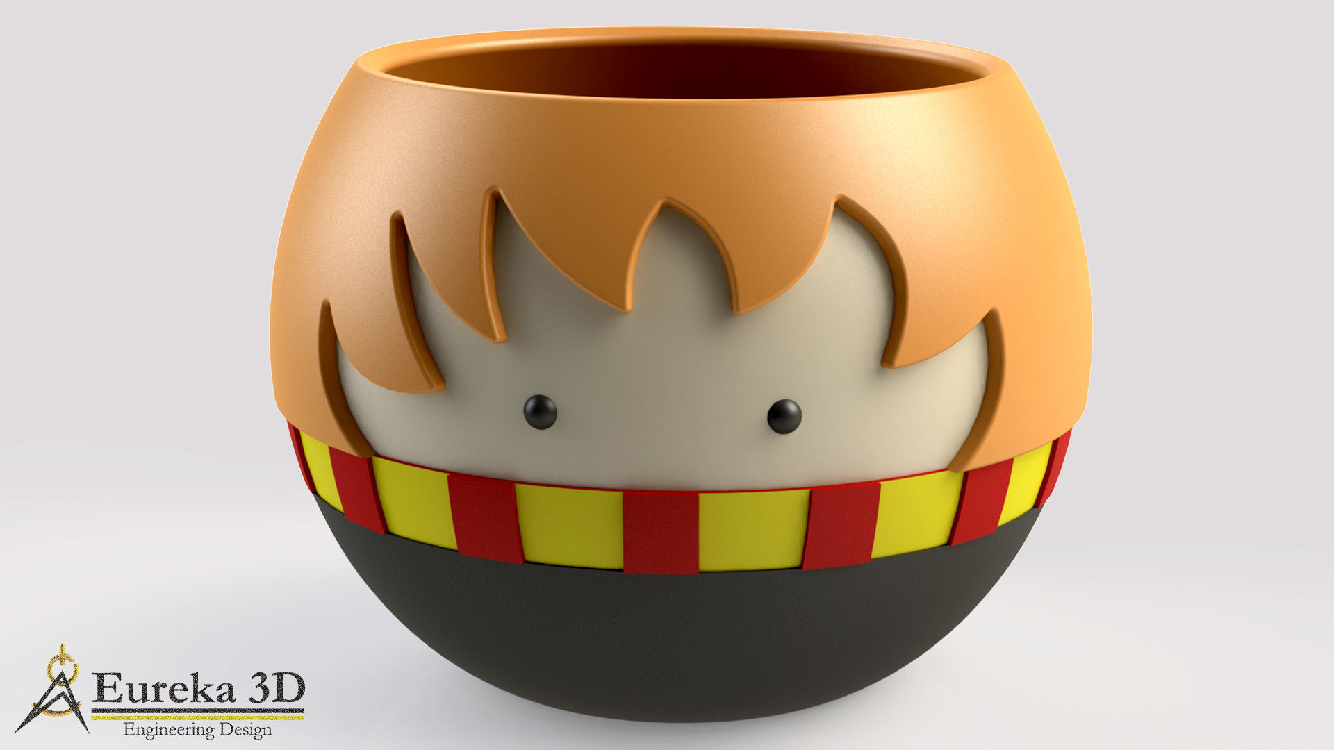 FLOWERPOT OF HARRY POTTER HERMIONE GRANGER AND RON WEASLEY 3D print model_3